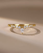 LUMIRA Marquise Shaped Moissanite Diamonds Matching Curved Wedding Band